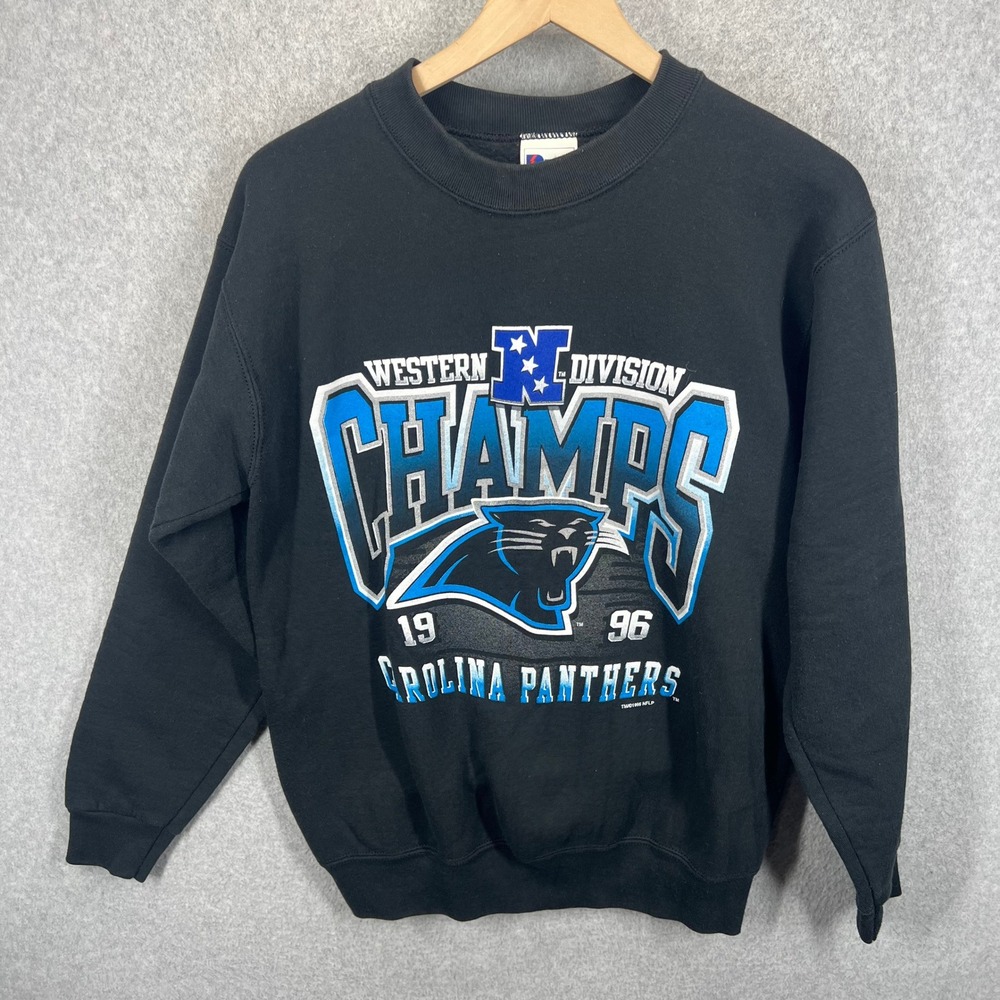 Pro Player Carolina Panthers Sweatshirt‎ Youth 18/20 Black 1996 Western Div EUC